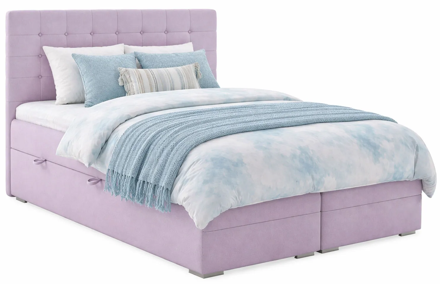 Podwójne łóżko boxspring z pojemnikiem Reid | Edinos.pl