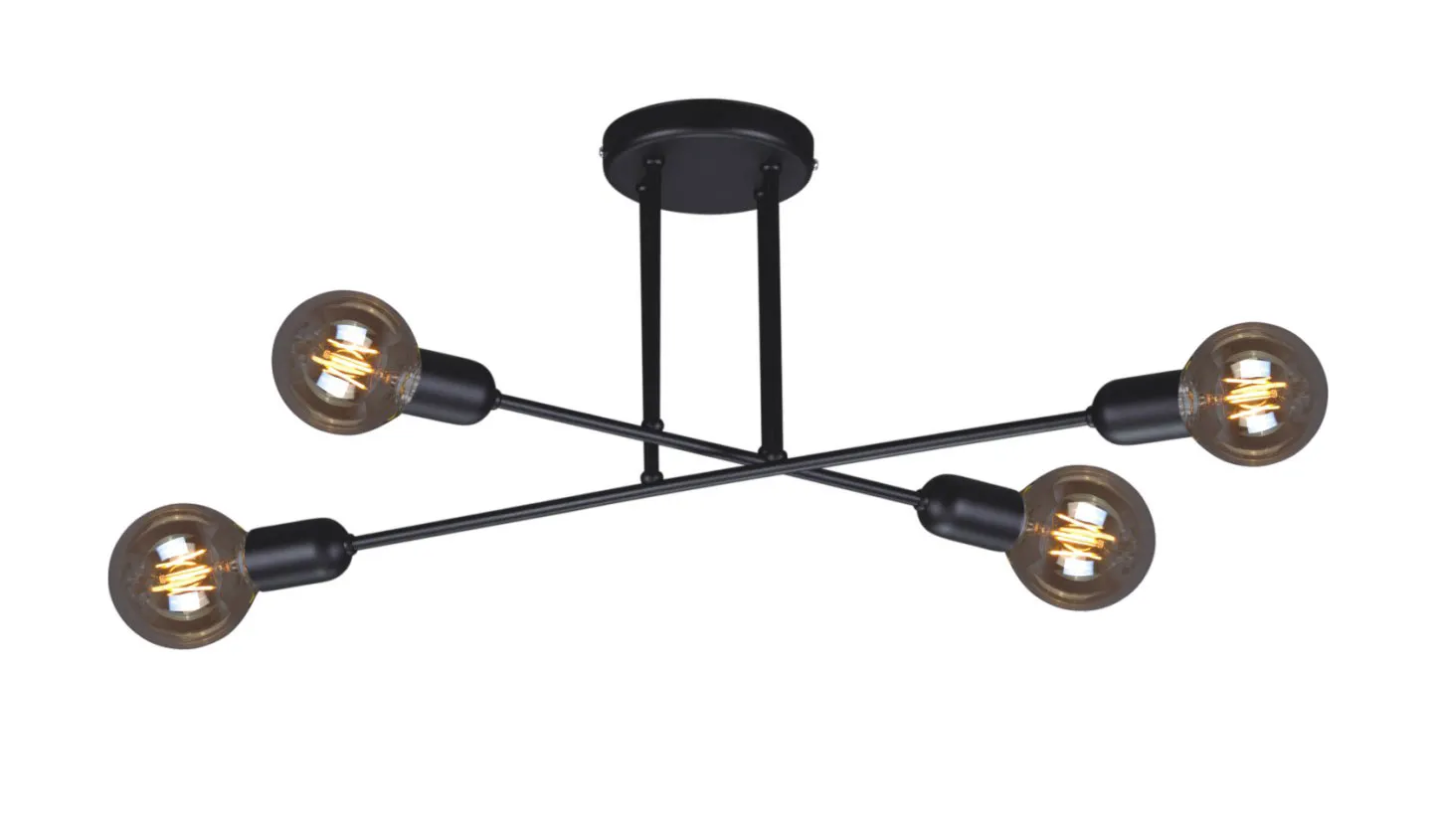Czarna czteropunktowa lampa sufitowa loft A725-Kazasa | Edinos.pl