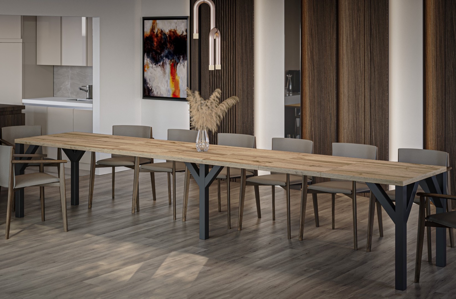 Industrialny stół jadalniany Dunaj 350 rozkładany od 130 do 350 cm