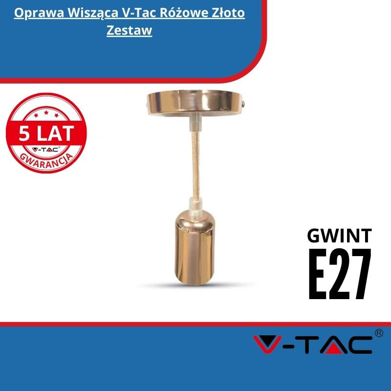 Oprawa Wisząca V-Tac Różowe Złoto Zestaw