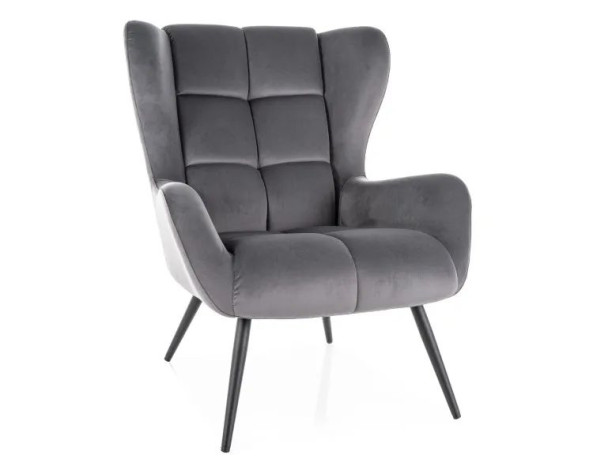 Fotel tapicerowany LOUIS VELVET szary