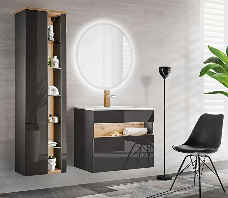 Zestaw mebli łazienkowych Laures 2Q 80 cm grafit | Edinos.pl