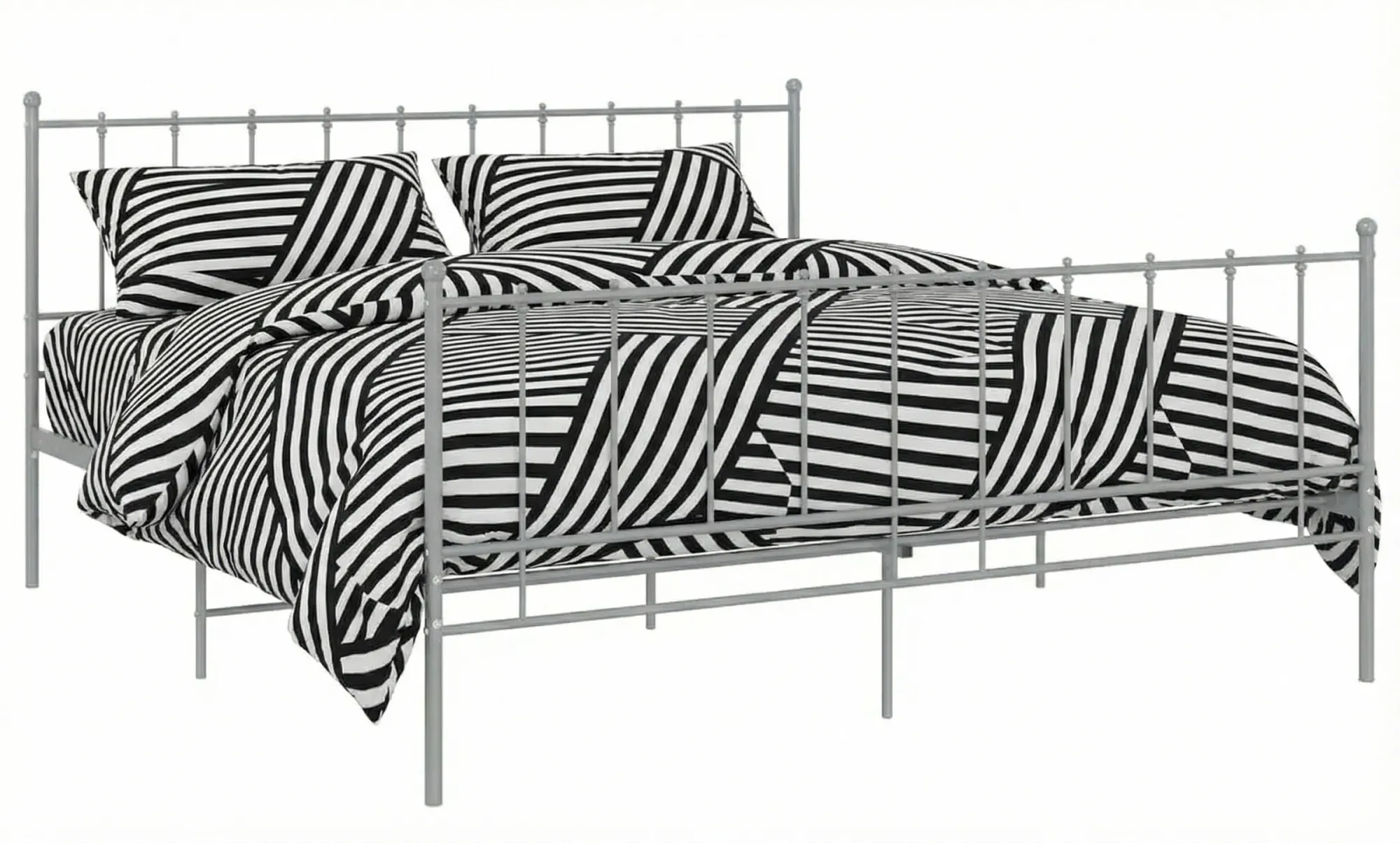 Szare metalowe łózko w stylu loftowym 180x200 cm - Laxi | Edinos.pl