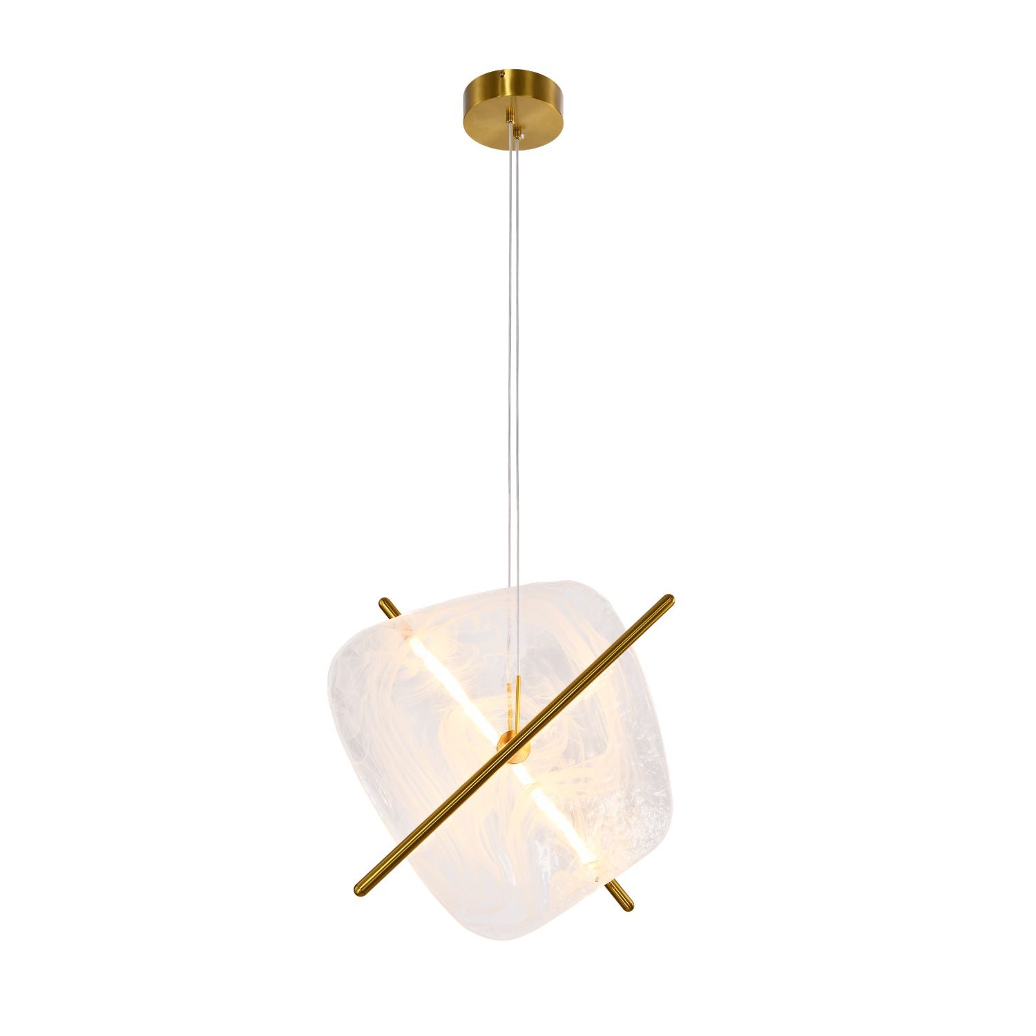 Lampa wisząca LED Relax brązowa kwadratowa 3000K 15W z białym kloszem