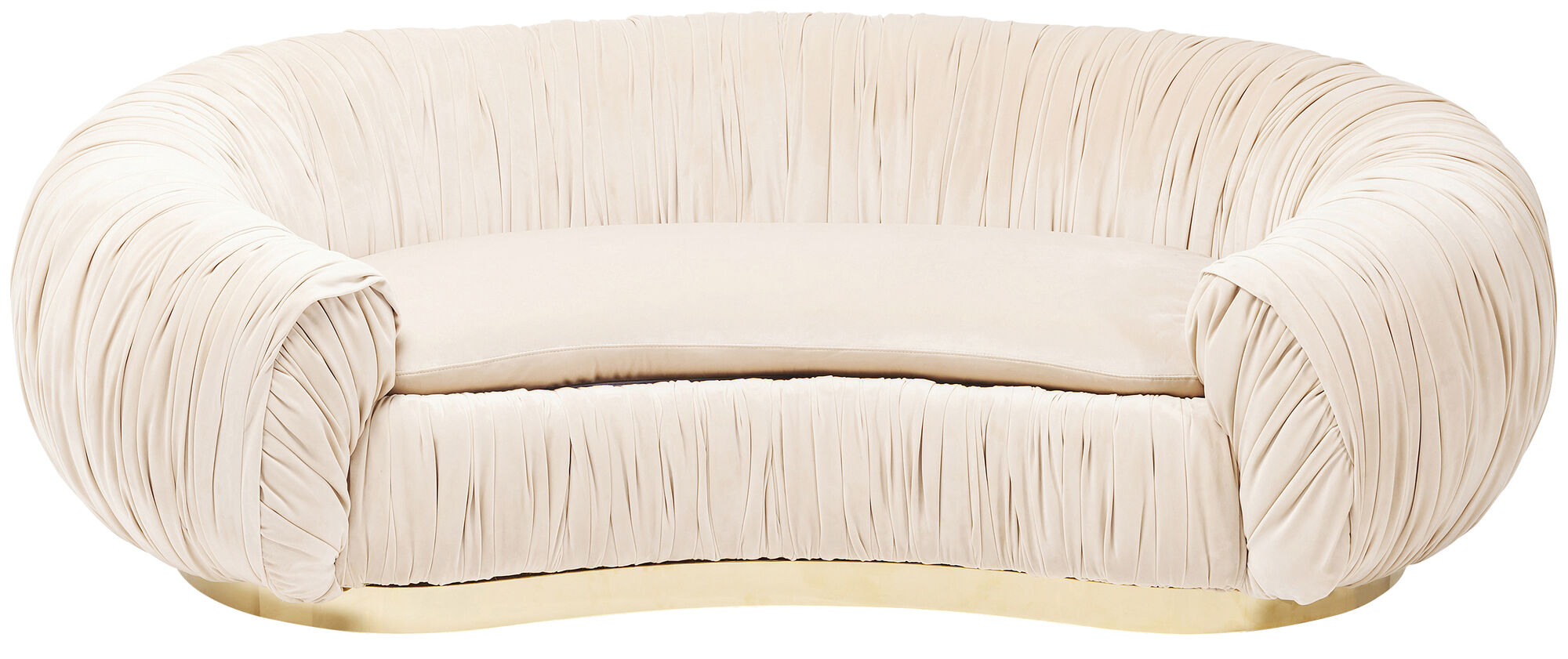Sofa 2 osobowa beżowa złota podstawa 195x119 cm