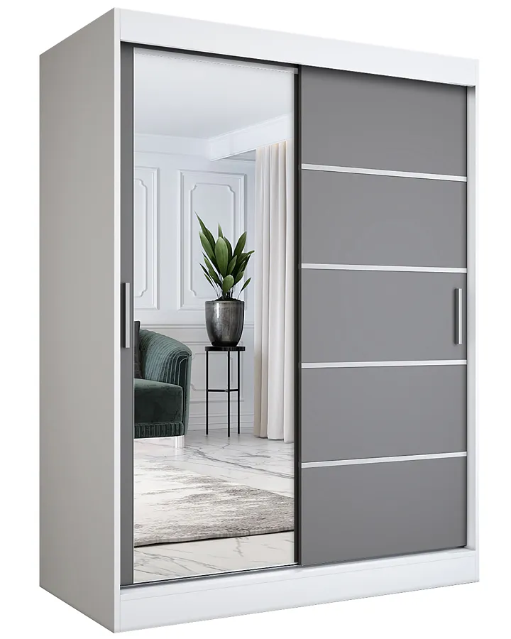 Szafa przesuwna biel + antracyt 150 cm - Ebia 4X | Edinos.pl
