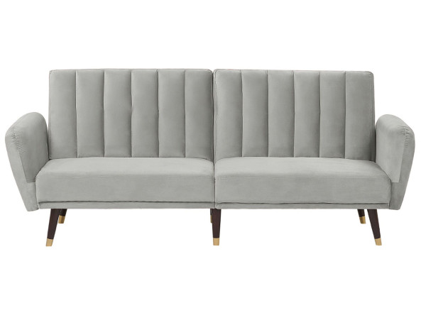 Sofa tapczan rozkładana jasnoszara welur