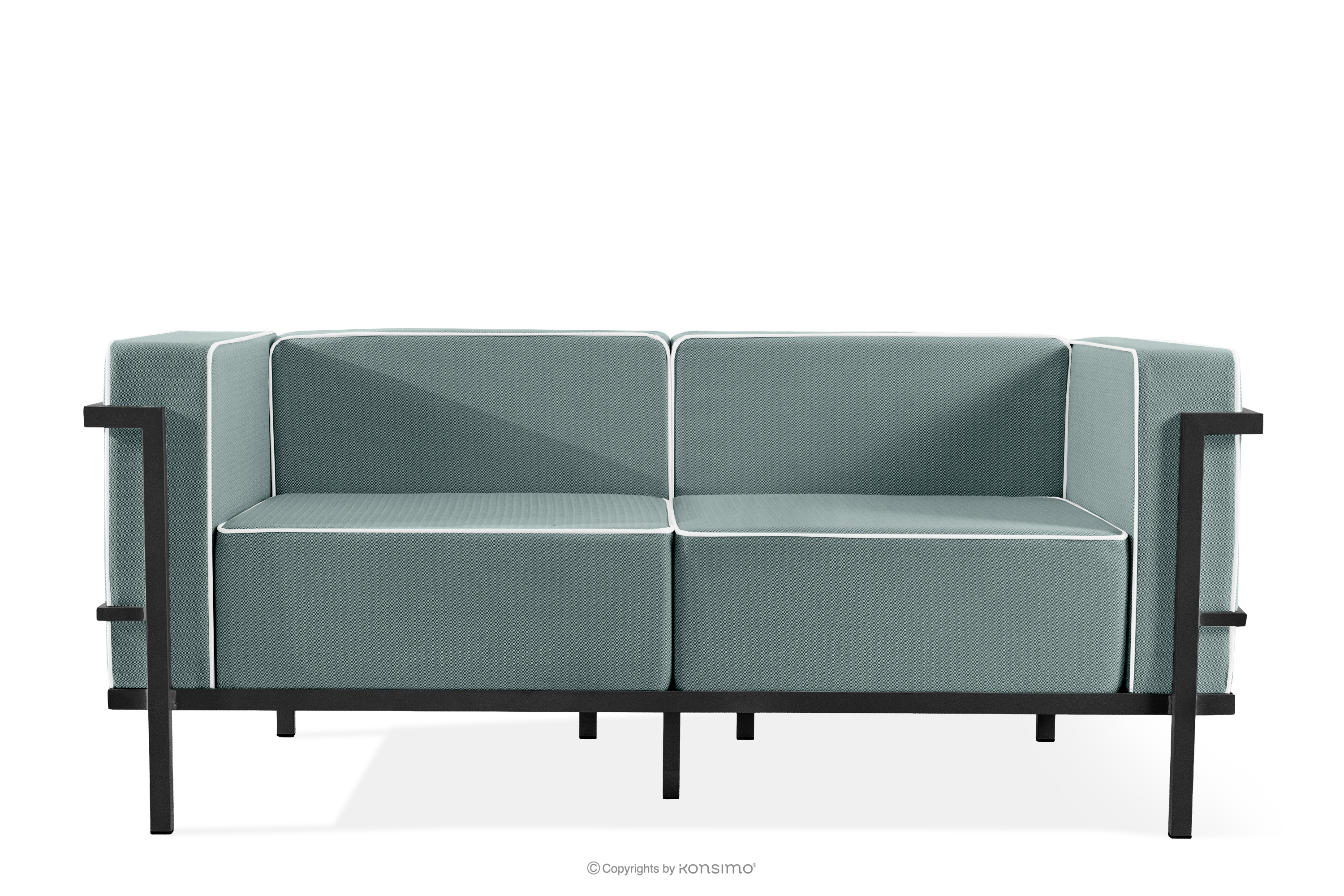 Nowoczesna sofa ogrodowa 2 na metalowych nóżkach ciemny szary/ciemny zielony/biały TRIGLO - kolor ciemny szary/ciemny zielony/biały - KONSIMO. internetowy sklep meblowy online - salony Poznań, Leszno