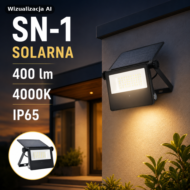Naświetlacz Solarny Led Sn-1 1.4W 4000K 400Lm Ip65