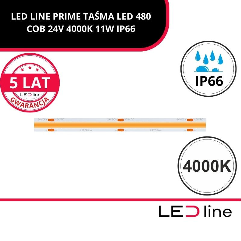 Led Line Prime Taśma Led 480 Cob 24V 4000K 11W Ip66