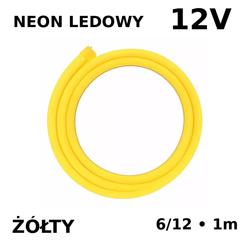 Neon Żółty Led 6X12 Mm 12V Elastyczny 1 M
