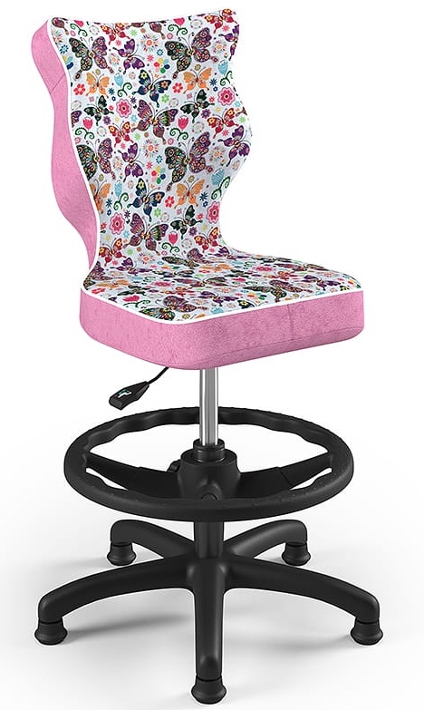 Krzesło dziecięce we wzory Petit Black z podnóżkiem rozmiar 4 (133-159 cm)