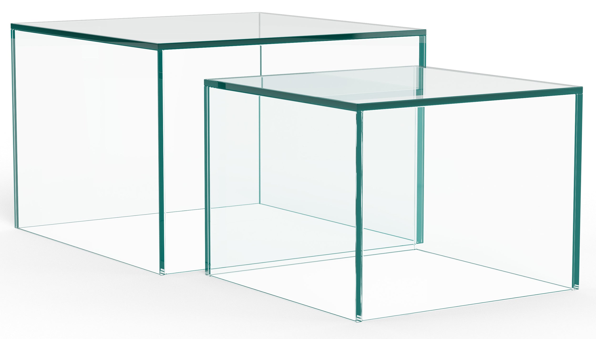 Zestaw stolików kawowych Glopiana kwadratowe 50 i 40 cm transparentne szklane