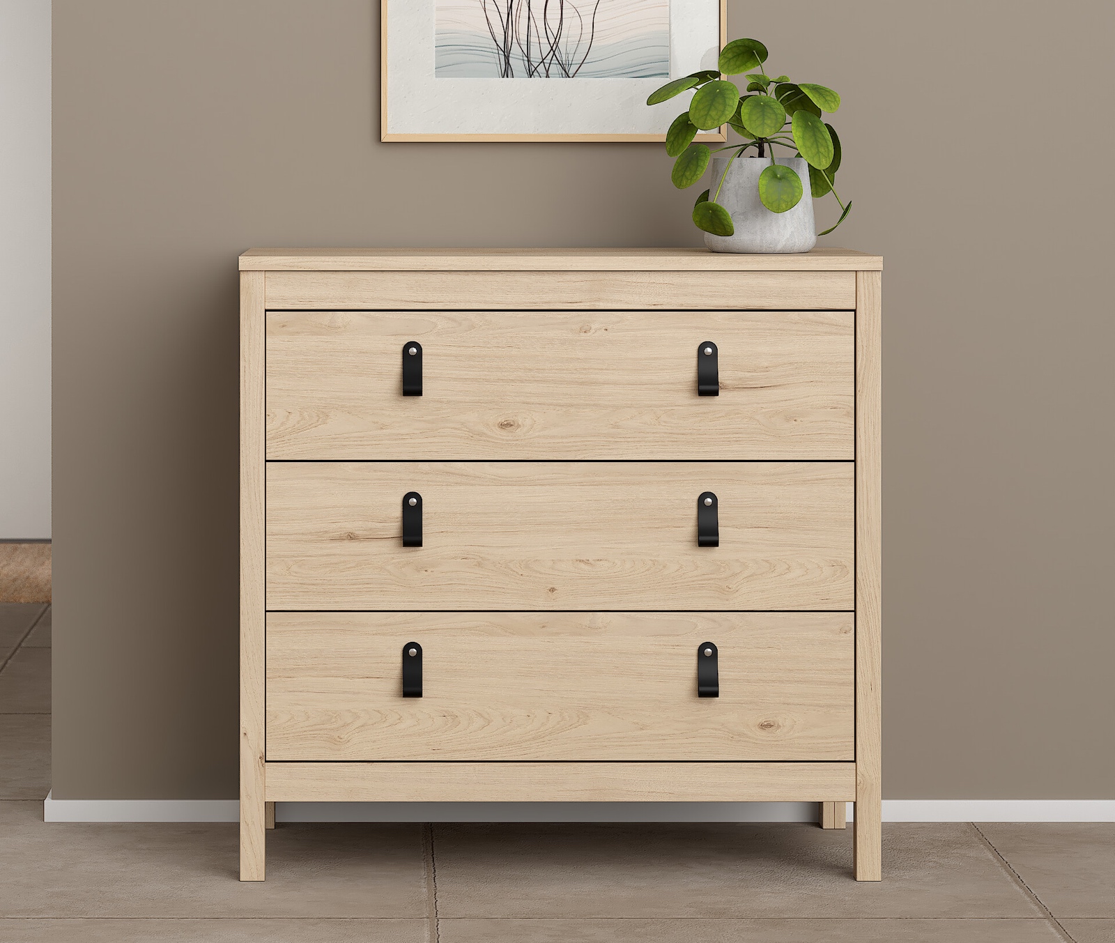 Komoda z szufladami na nóżkach Madrid 3S, jackson hickory