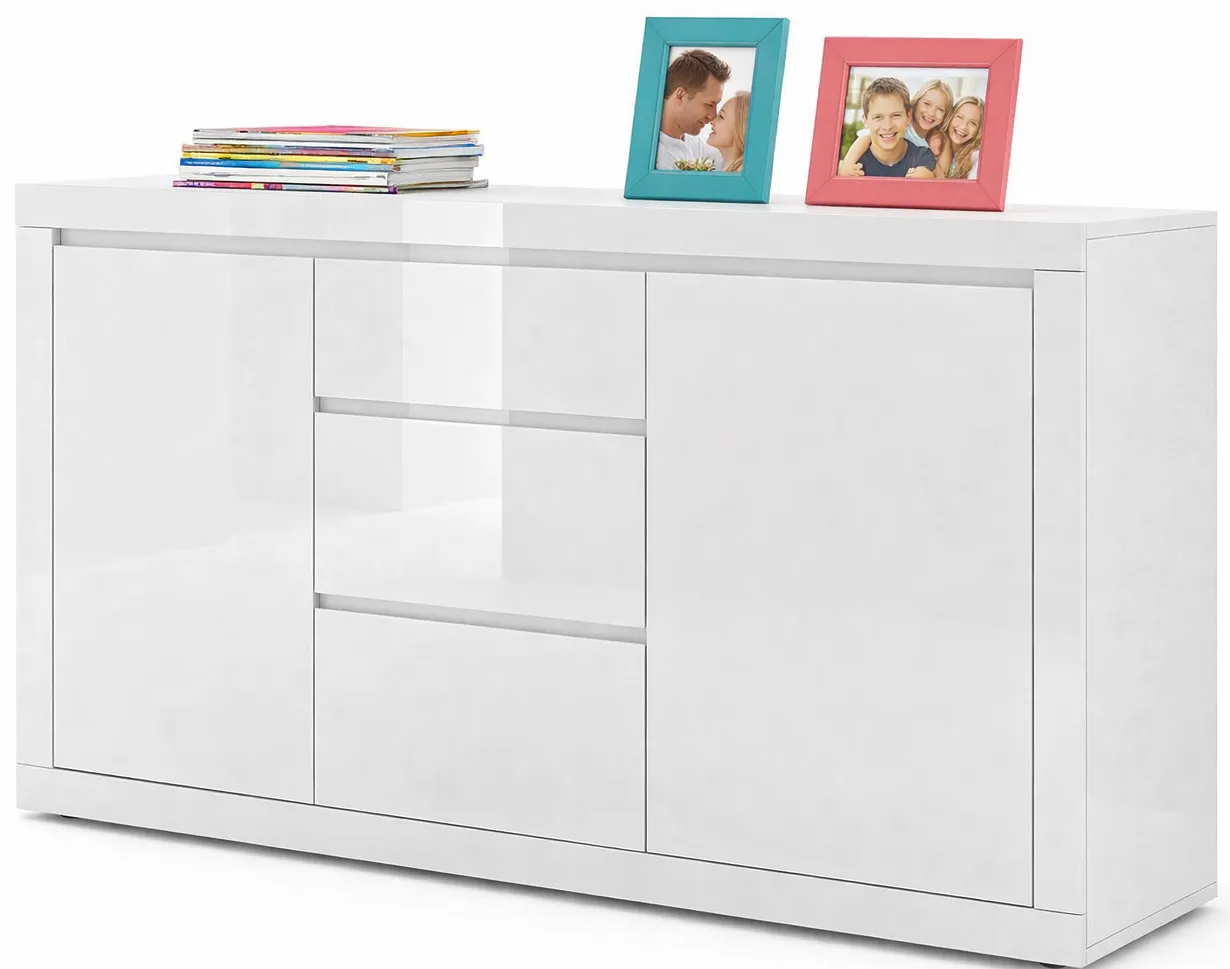 Minimalistyczna biała komoda z szufladami Zafiria 5X | Edinos.pl