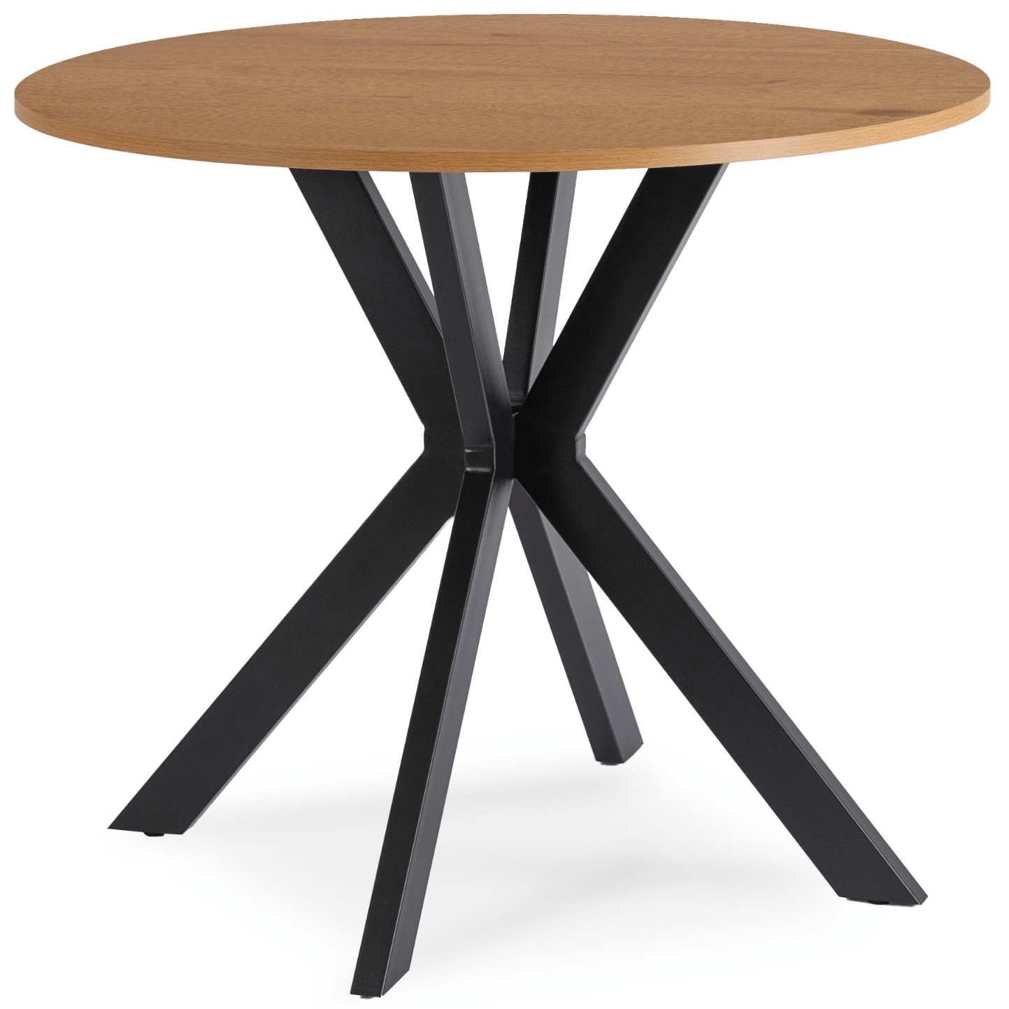 Okrągły stół industrialny Lauren 90 cm, dąb złoty/czarny