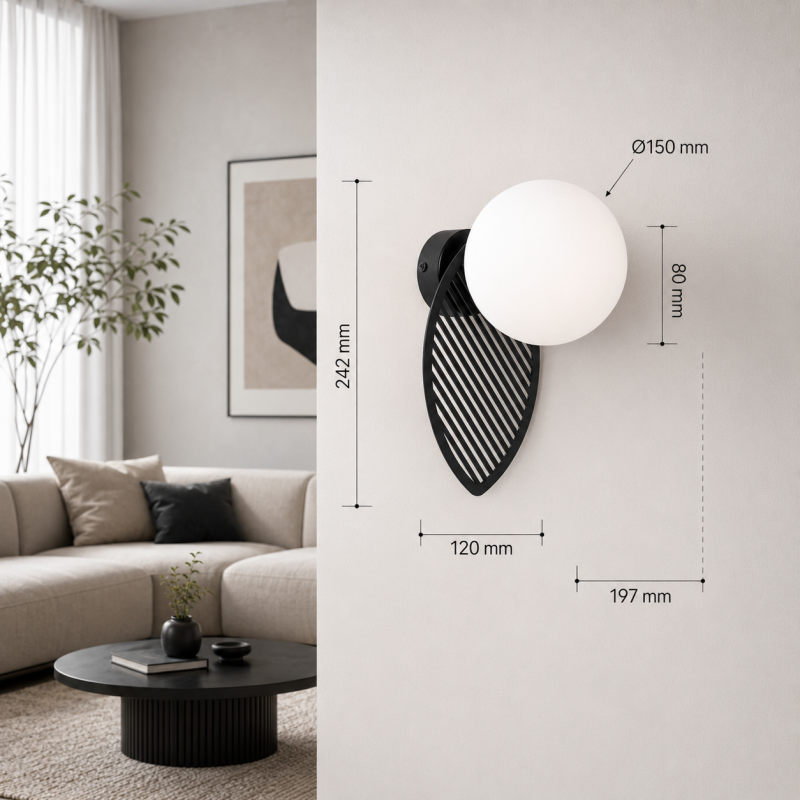 Lampa ścienna Kinkiet czarny nowoczesny Fyllo B  FYB12000