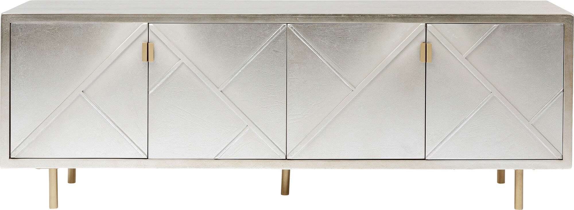 Komoda glamour srebrno złota 180x64 cm nogi stalowe