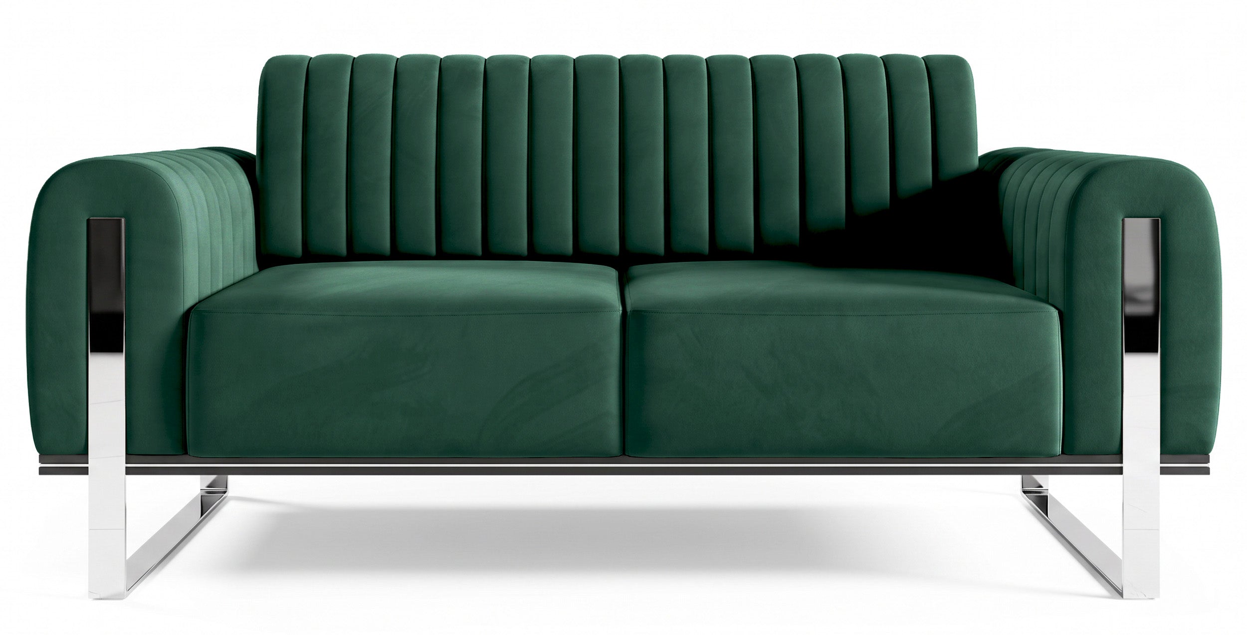Sofa dwuosobowa Parissa zielona welur nogi chrom