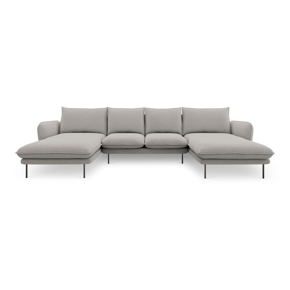 Jasnoszara sofa w kształcie litery U Cosmopolitan Design Vienna