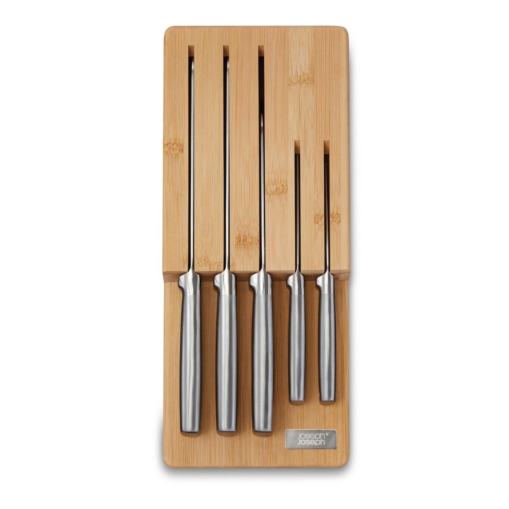 Zestaw noży ze stojakiem ze stali nierdzewnej 5 szt. Elevate Bamboo – Joseph Joseph