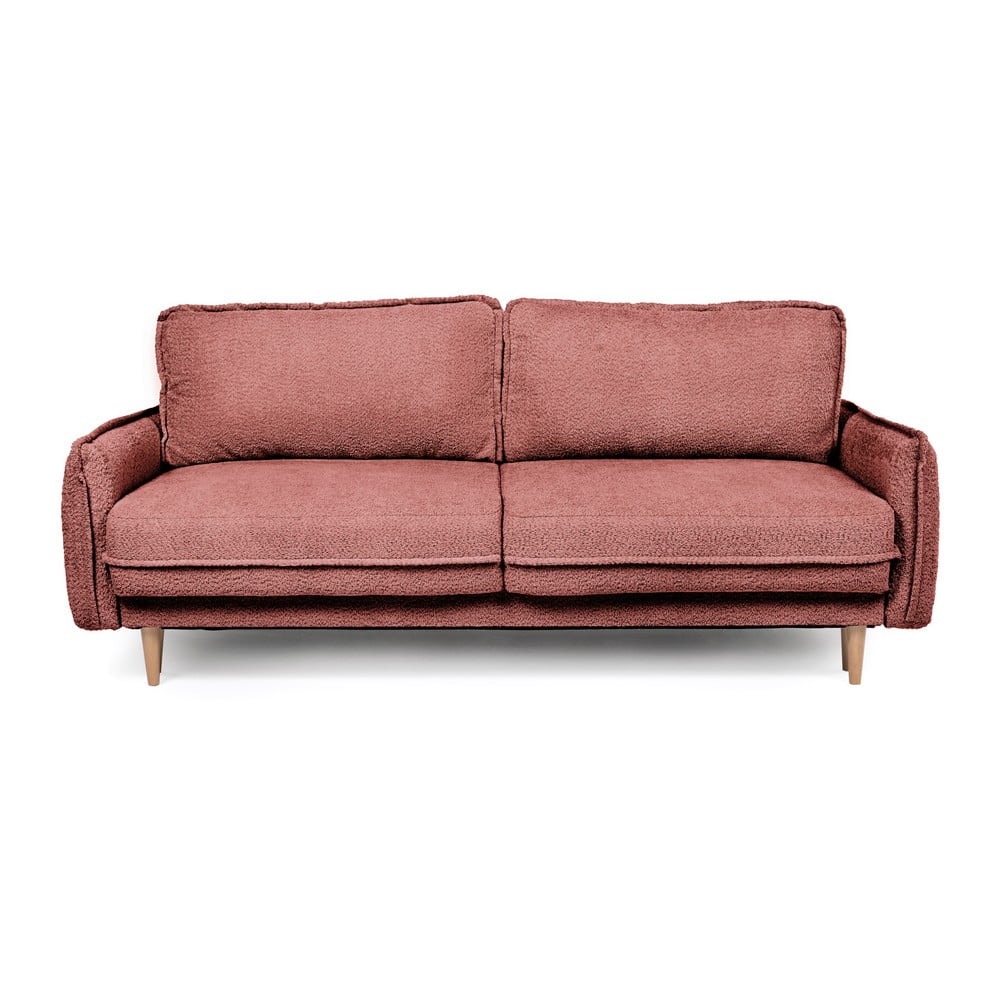 Czerwona rozkładana sofa z materiału bouclé 215 cm Patti – Bonami Selection