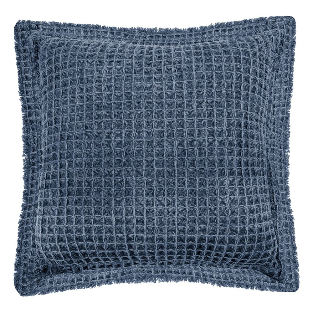 Niebieska bawełniana poduszka dekoracyjna Tiseco Home Studio Waffle, 45x45 cm