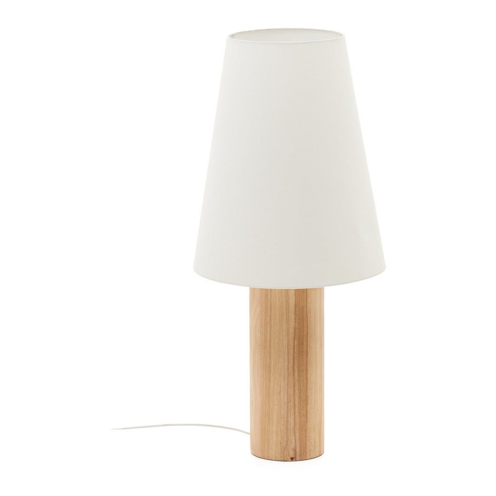 Biała/w naturalnym kolorze lampa stojąca z tekstylnym kloszem (wysokość 110 cm) Marga – Kave Home