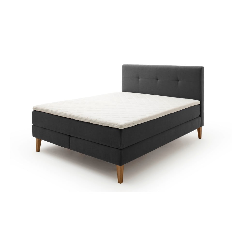 Antracytowe łóżko boxspring 160x200 cm Stockholm – Meise Möbel