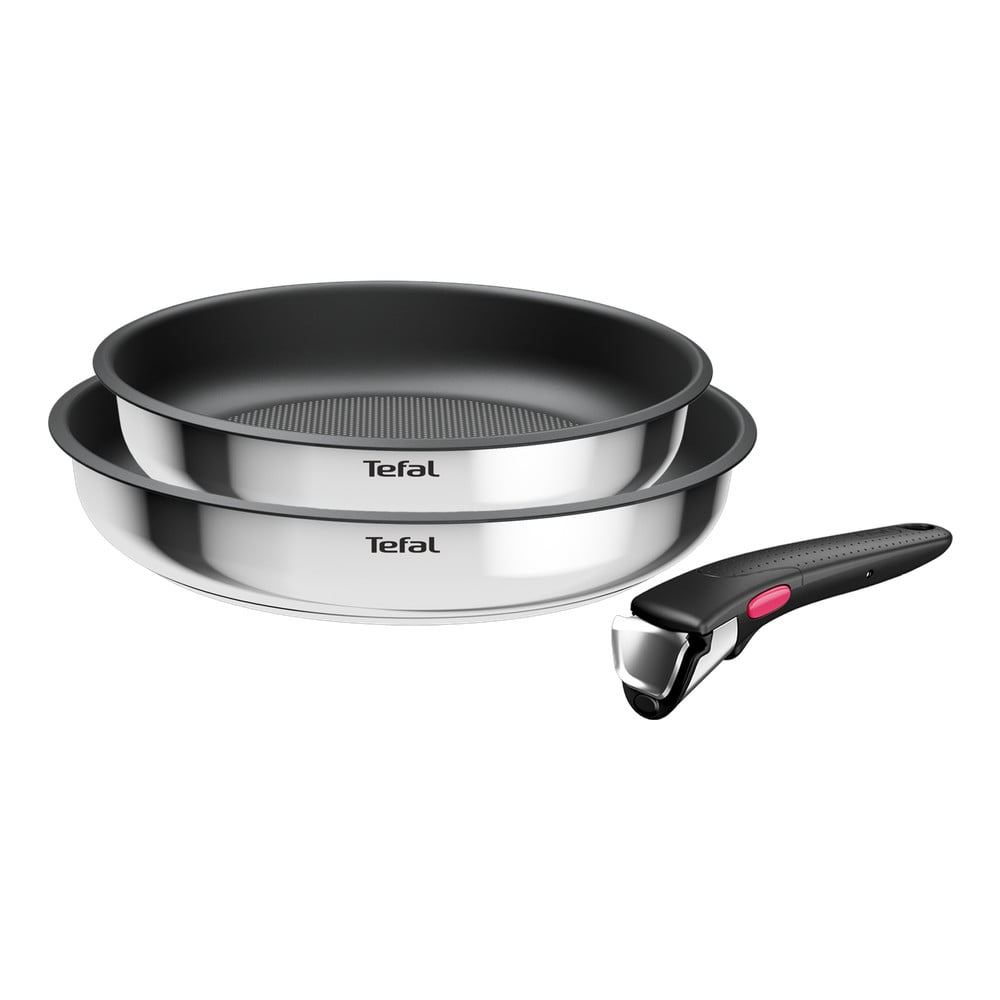 Patelnie zestaw 2 szt. z powłoką nieprzywierającą/z odpinaną rączką ze stali nierdzewnej ø 26 cm INGENIO Cook Eat L8813S75 – Tefal