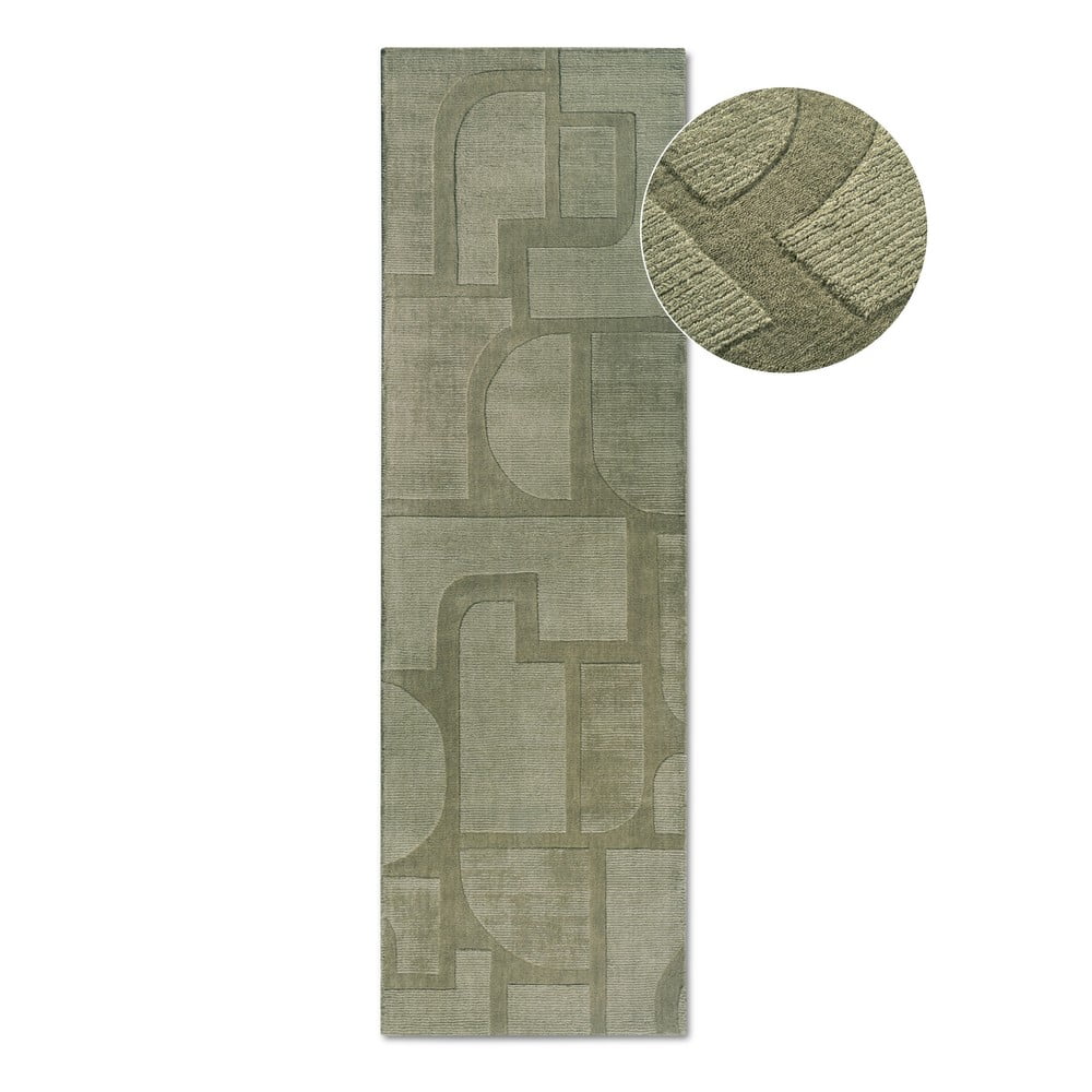 Zielony wełniany chodnik tkany ręcznie 80x250 cm Alexis – Villeroy&Boch