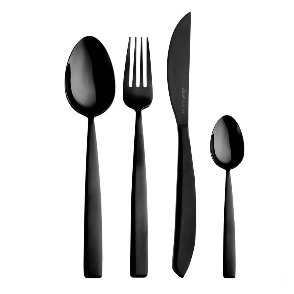 Czarne sztućce ze stali nierdzewnej 24 szt. Black Luxure – Orion