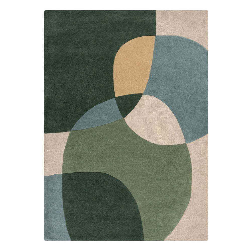 Zielony wełniany dywan tkany ręcznie 120x170 cm Glow Green & Blue – Flair Rugs