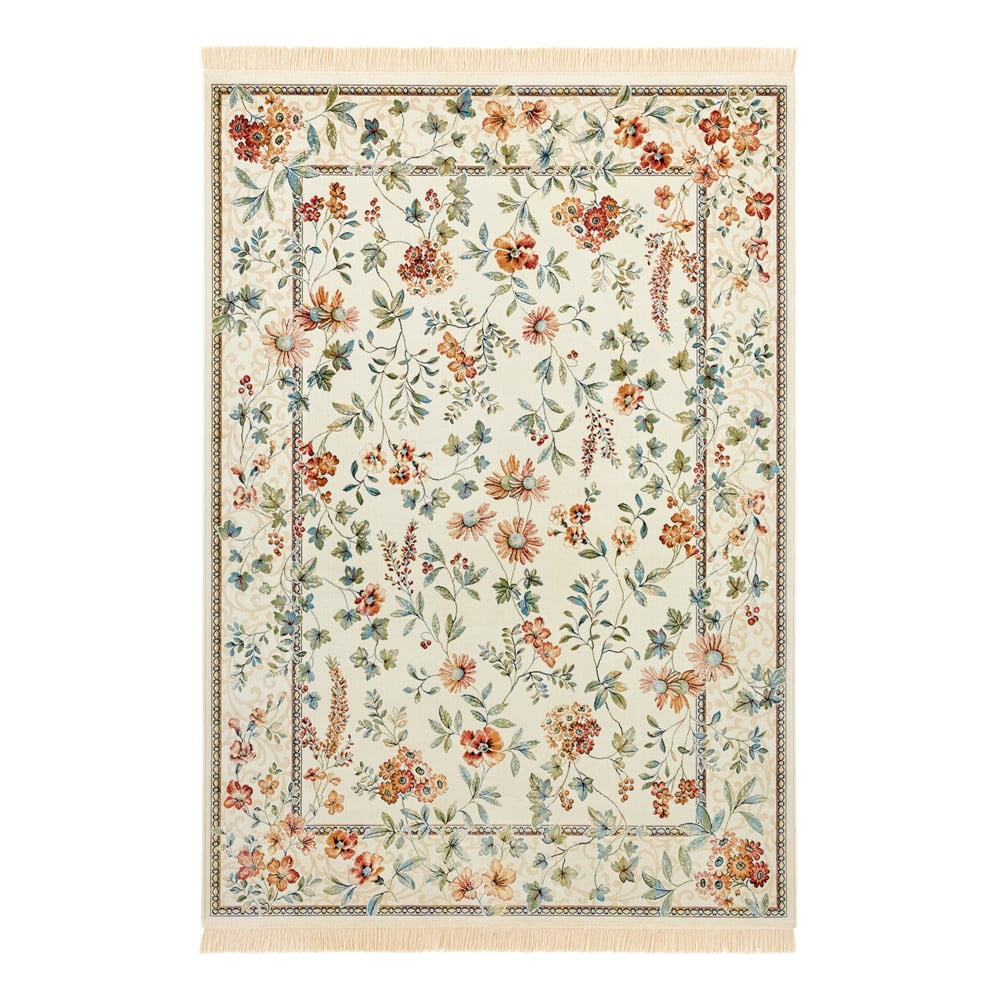 Kremowy dywan z wiskozy 135x195 cm Oriental Flowers – Nouristan