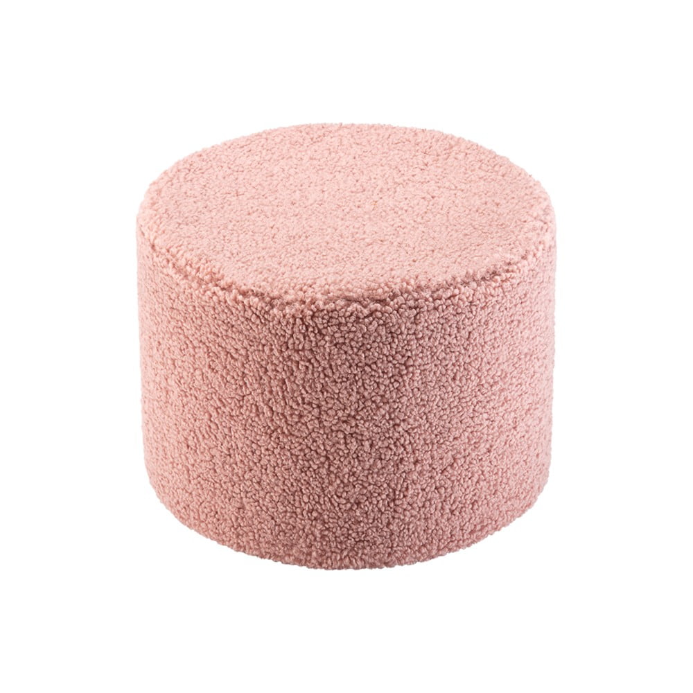 Różowy puf dziecięcy z materiału bouclé – Wigiwama