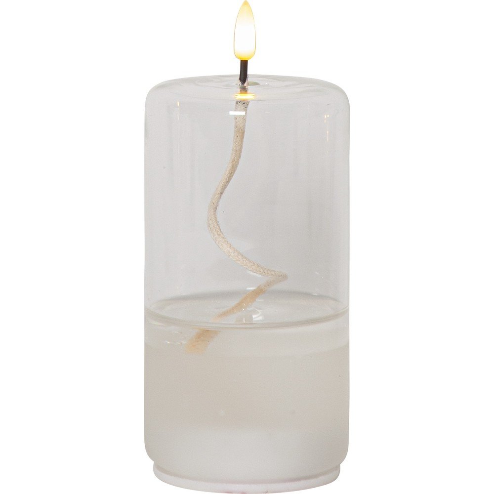 Biała świeca LED w szkle Star Trading Flamme Float, wys. 17,5 cm