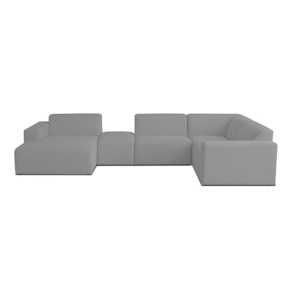Szary narożnik z materiału bouclé (w kształcie litery U) Roxy – Scandic
