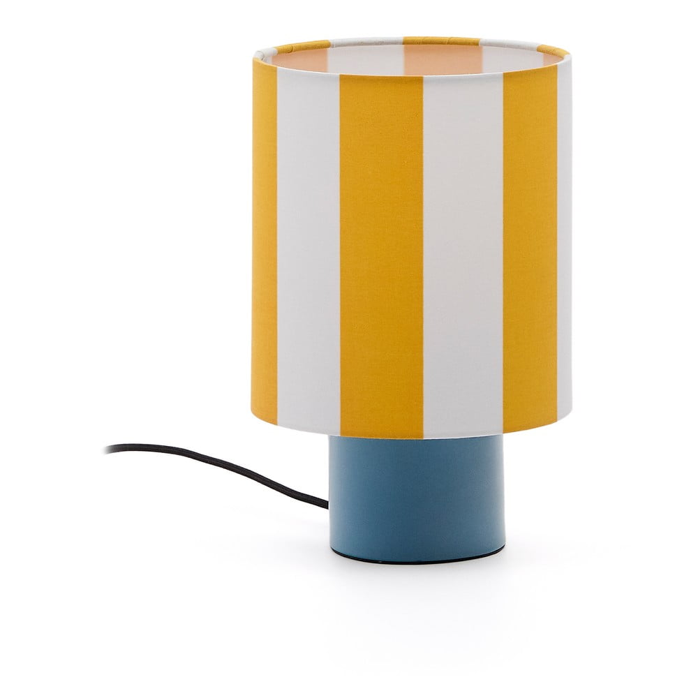 Żółto-niebieska lampa stołowa z tekstylnym kloszem (wysokość 25 cm) Ciral – Kave Home