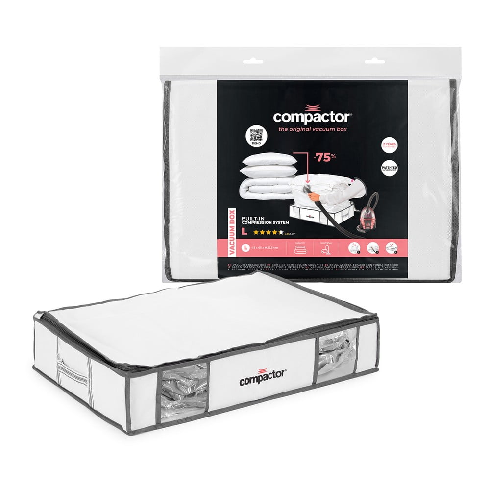 Tekstylny pojemnik do przechowywania ubrań próżniowy/usztywniany 65x50x15,5 cm Life – Compactor