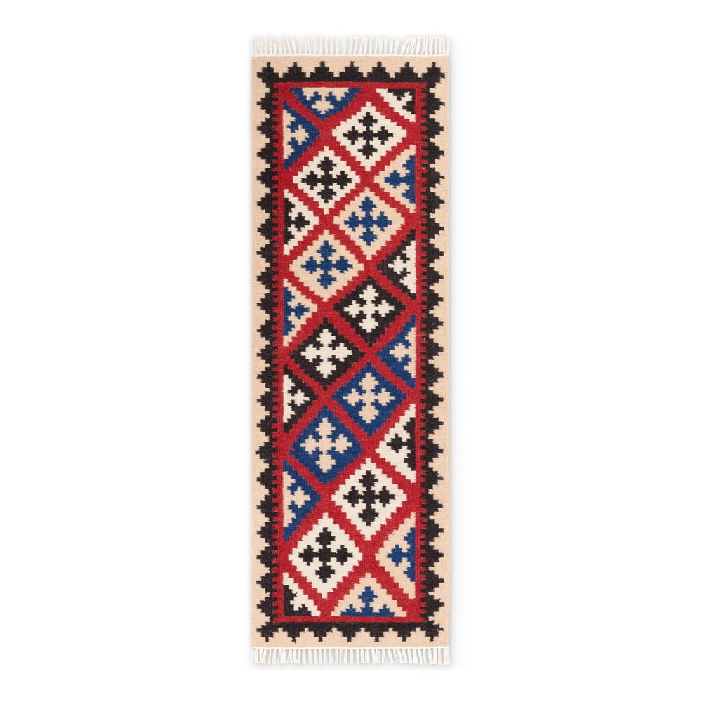 Czerwony wełniany chodnik dwustronny tkany ręcznie 60x190 cm Kamal Rami – Nouristan