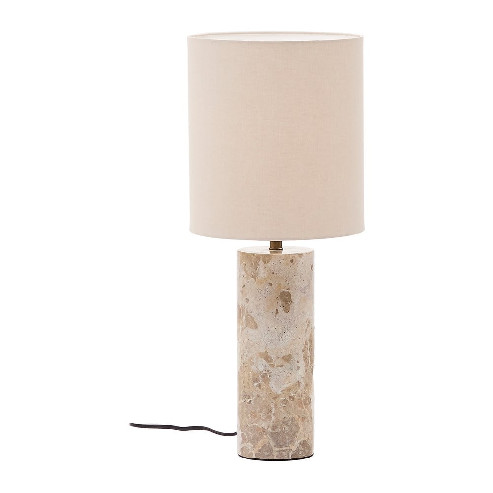 Beżowa marmurowa lampa stołowa z tekstylnym kloszem (wysokość 54 cm) Raze – Kave Home