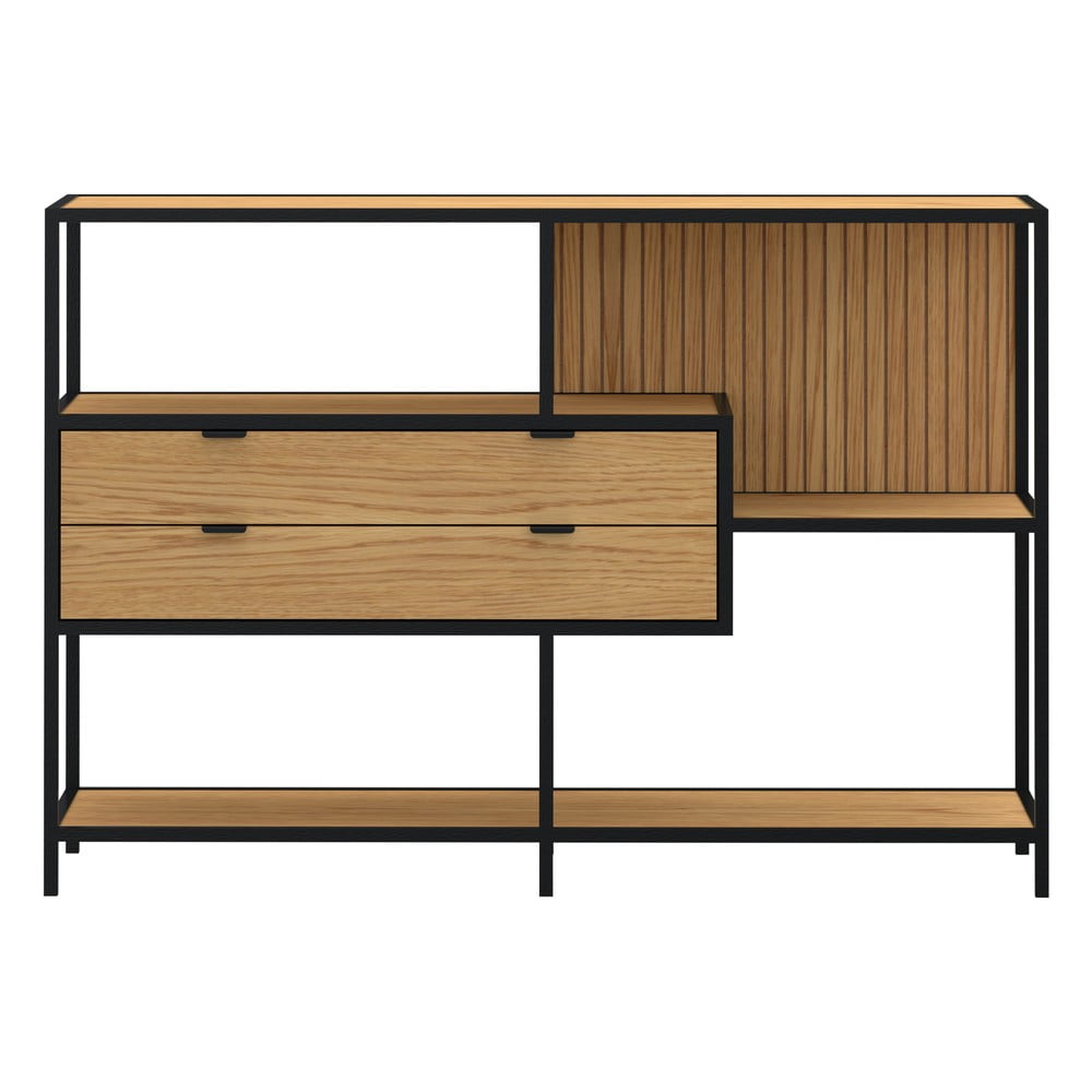 Czarny regał w dekorze dębu 114x78x35 cm Seaford – Actona