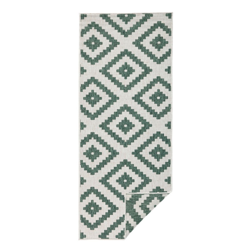Zielono-kremowy chodnik dwustronny odpowiedni na zewnątrz NORTHRUGS Malta, 80x250 cm