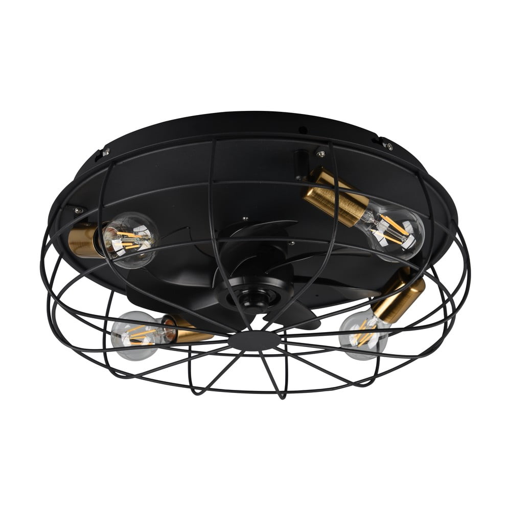 Lampa sufitowa ze zdalnym sterowaniem/z wentylatorem w kolorze matowej czerni Trondheim – Reality