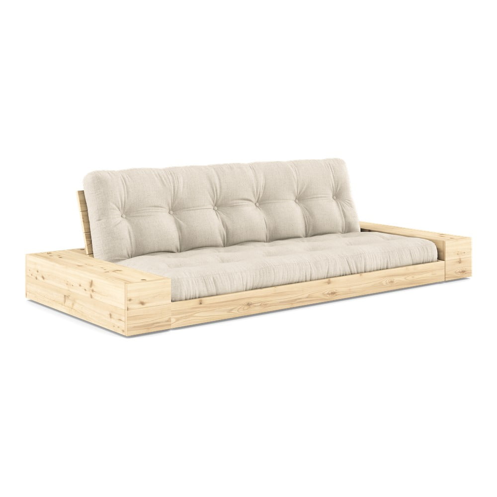 Szarobeżowa lniana rozkładana sofa 244 cm Base – Karup Design