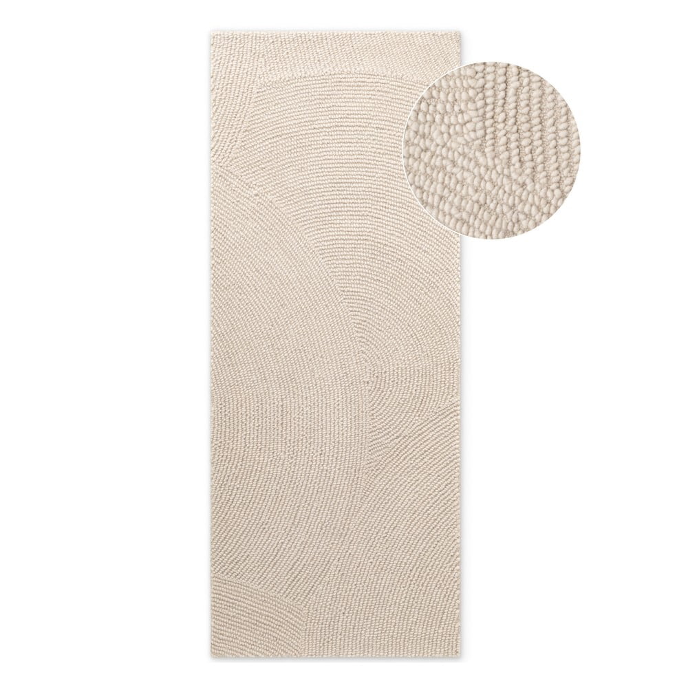 Wełniany chodnik tkany ręcznie w jasnym naturalnym kolorze 80x300 cm Calmio – Hanse Home