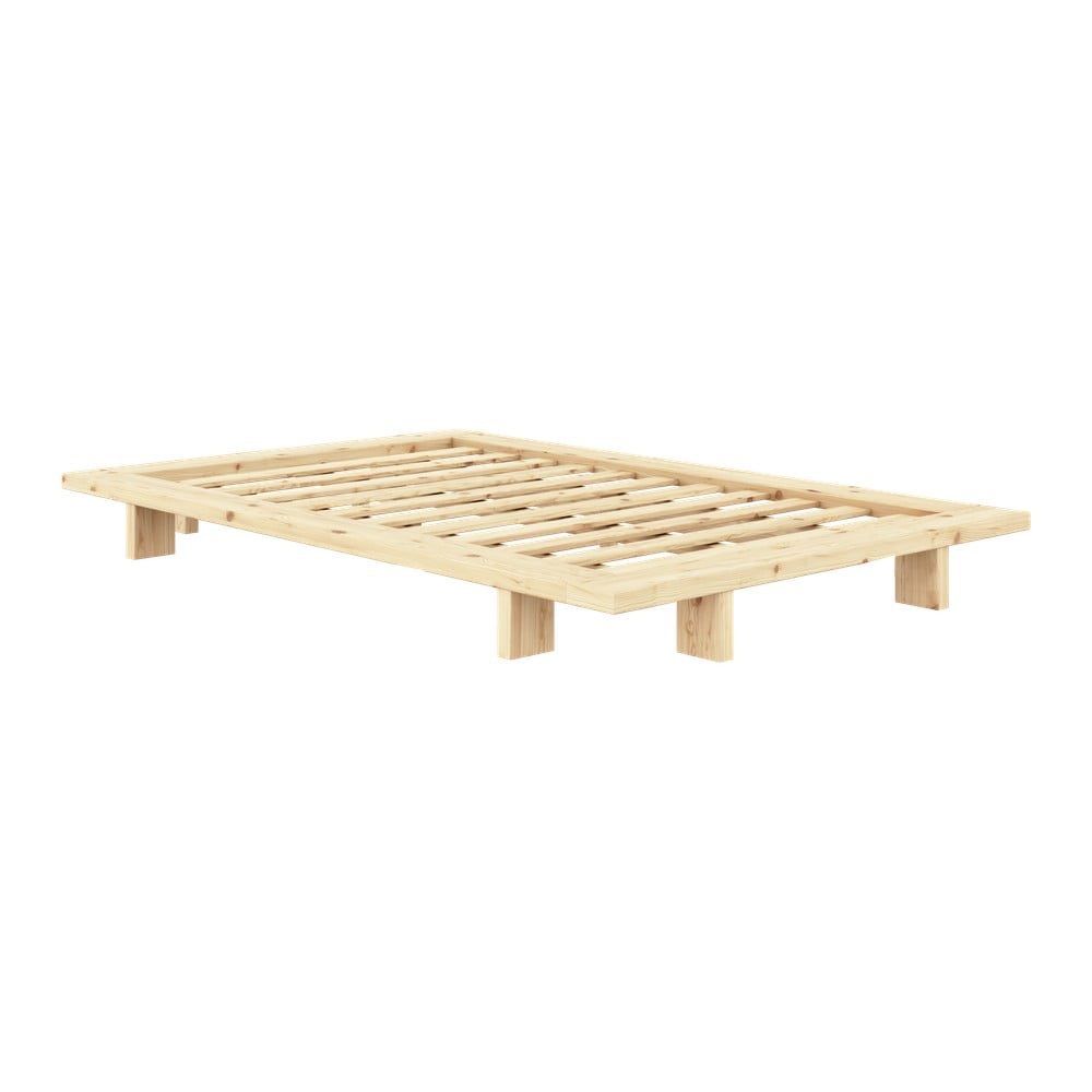 Łóżko jednoosobowe z litego drewna sosnowego ze stelażem 120x200 cm w naturalnym kolorze Japan – Karup Design