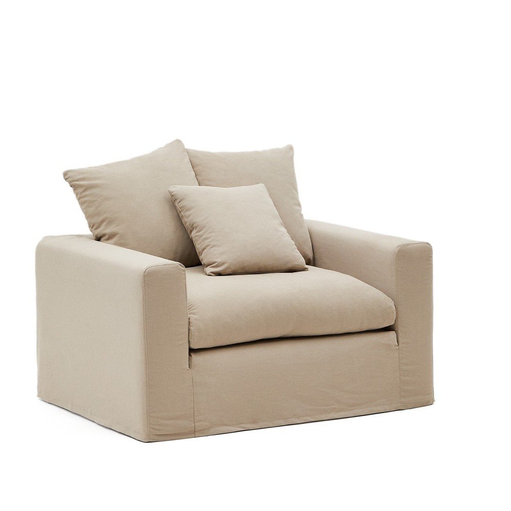 Beżowy lniany fotel Nora – Kave Home