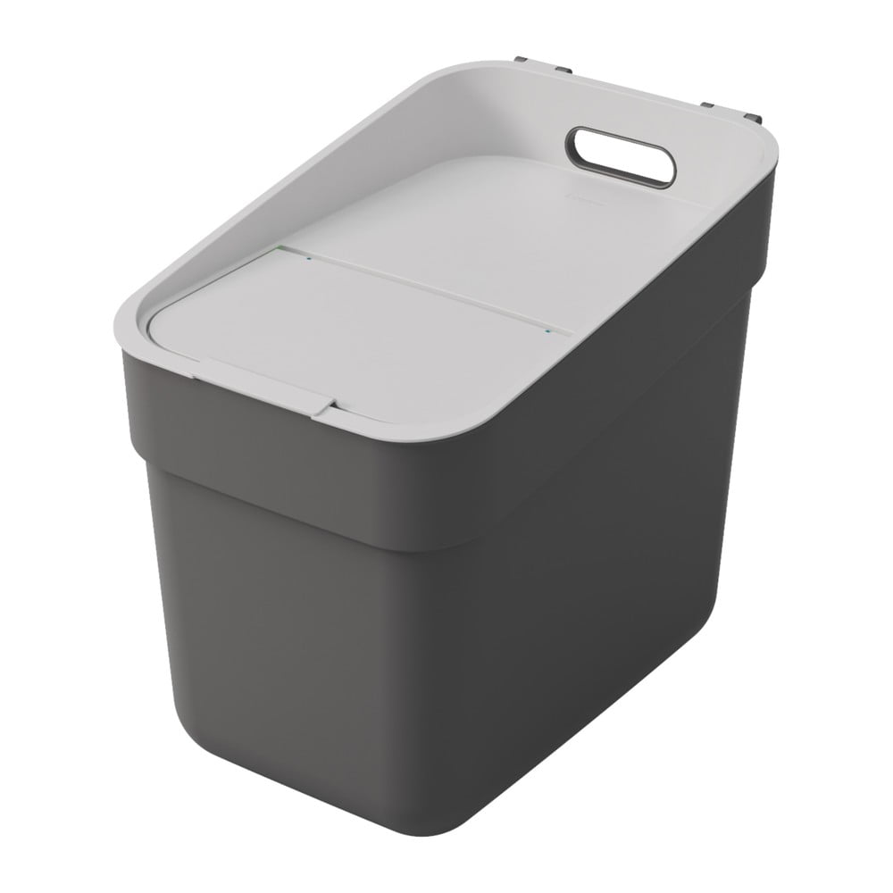 Ciemnoszary kosz na śmieci do segregacji odpadów z plastiku z recyklingu 20 l Ready To Collect – Curver