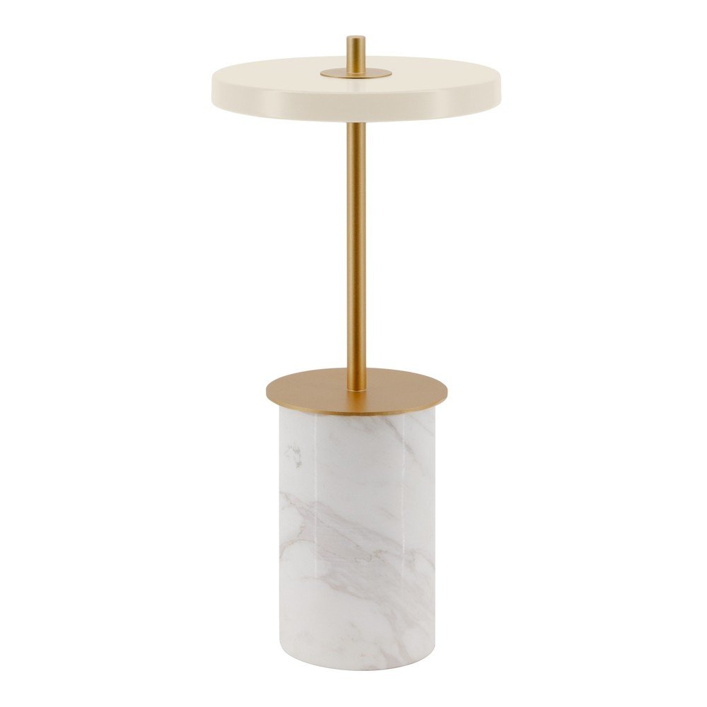 Kremowa marmurowa lampa stołowa LED ze ściemniaczem i metalowym kloszem (wysokość 25,5 cm) Asteria Move Mini – UMAGE